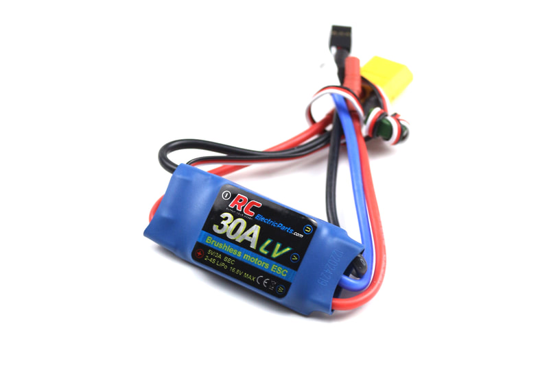 Max. 40A Less Hhan 10 Seconds 30A Brushless ESC 2A BEC 30A Constant Current 5.6V-16.8V 2~3S Lipo Power Input RC ESC Suitable for Drone Quadcopter Yellow